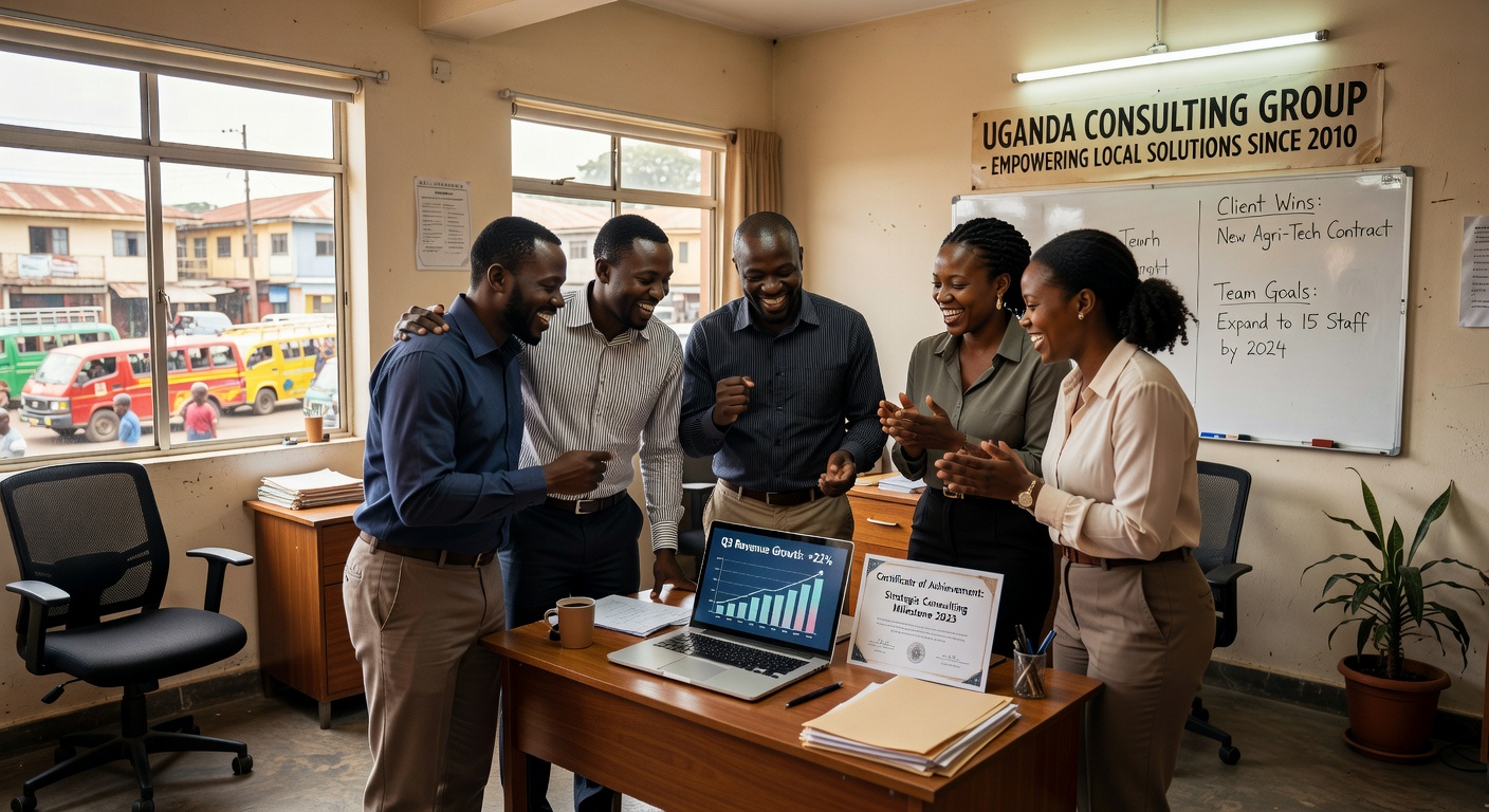 Elevate Consulting Uganda team huddle